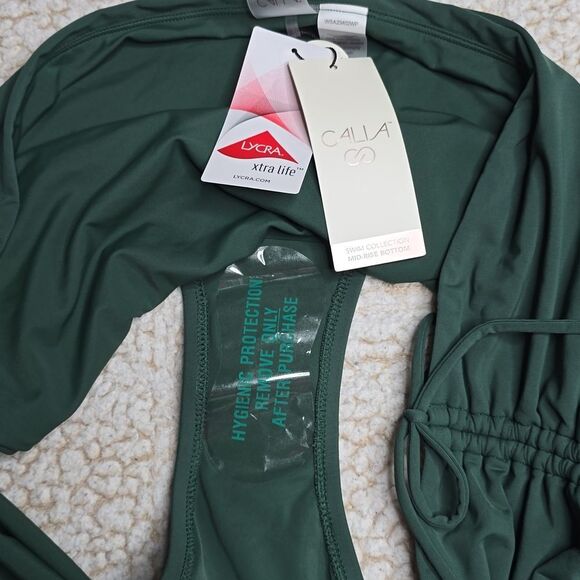 1222 NWT CALIA Women's High Waisted Ruched Side Tie Swim Bottoms - Picture 5 of 7